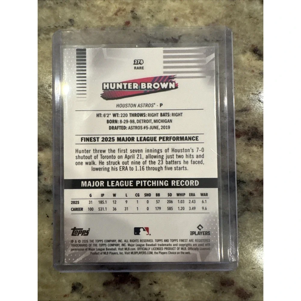 Topps Finest 2026 Hunter Brown Astros Major League Mini Diamonds #278 Rare
